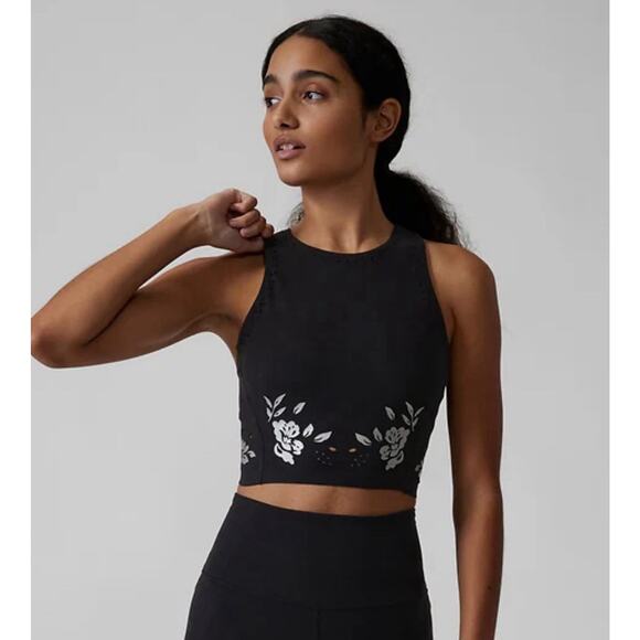 ATHLETA Conscious Crop Bra A-C, Size Small Black Metal Floral - Picture 5 of 5
